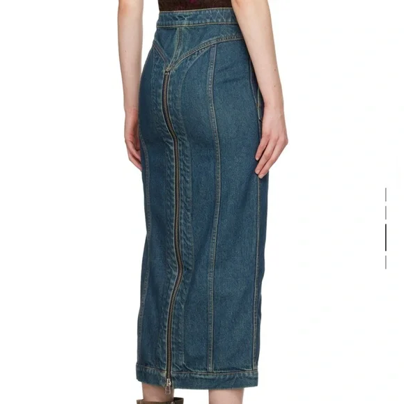 NWT Eckhaus Latta Blue Zip Denim Midi Skirt - Picture 2 of 8